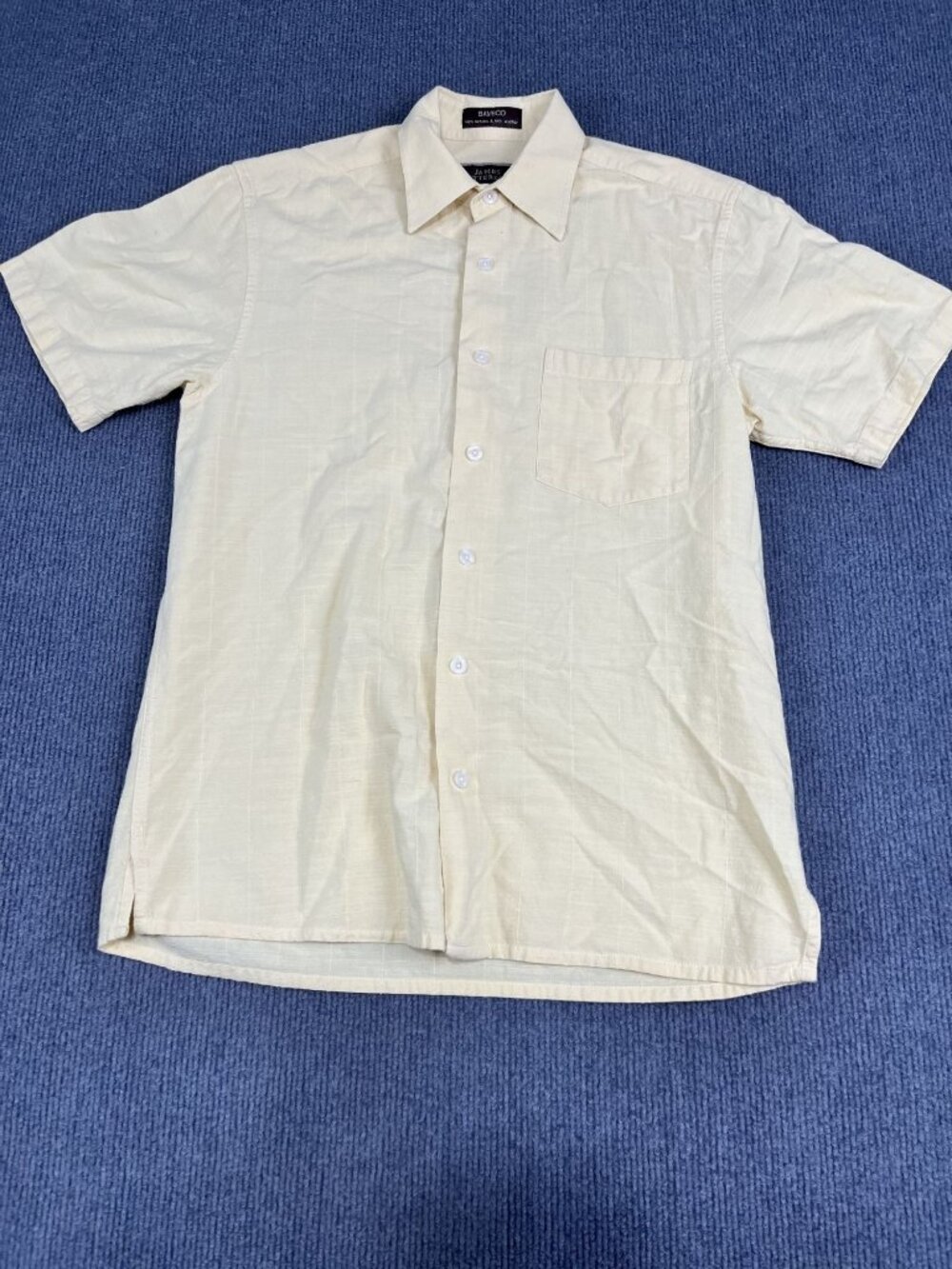 James Tattersall Mens Off Yellow Short Sleeve Shirt S